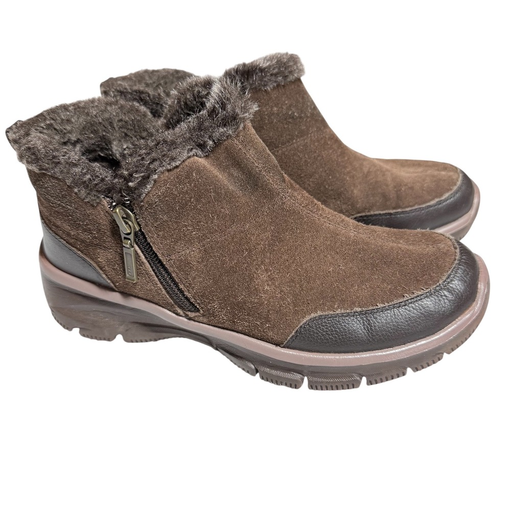 Skechers Ankle Boots Women 5.5 Relaxed Fit Suede Faux Fur Ankle Brown 49317